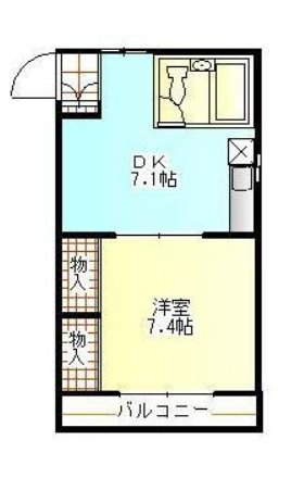 山ノ手マンションⅠ 2-D号室 間取り