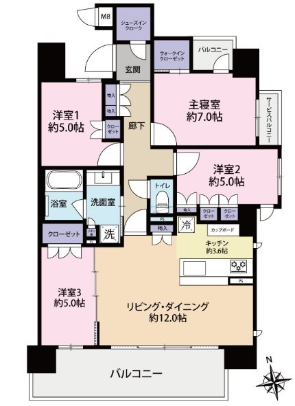 ル・シェモア鴨江Ⅱ 間取り図