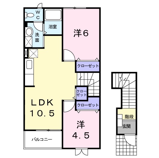 ブライトハオス　Ｗ・Ｍ 間取り図