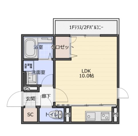 ルミエール 103号室 間取り