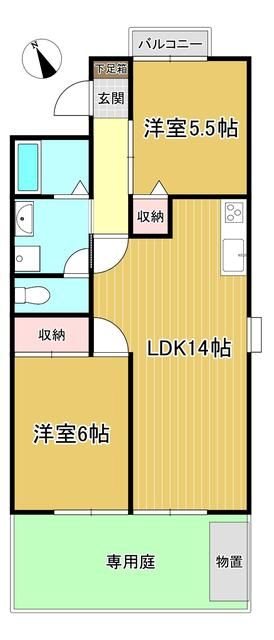 グランディール蜆塚Ａ 102号室 間取り