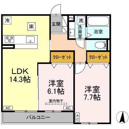 仮称）D-Hills　上西 102号室 間取り