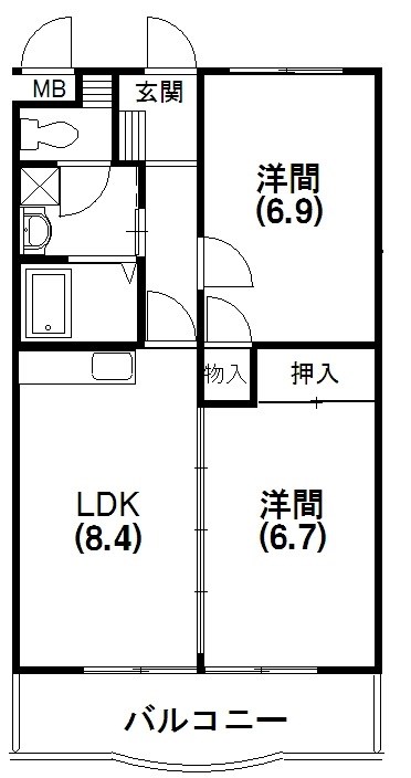 マンションマスカット 106号室 間取り