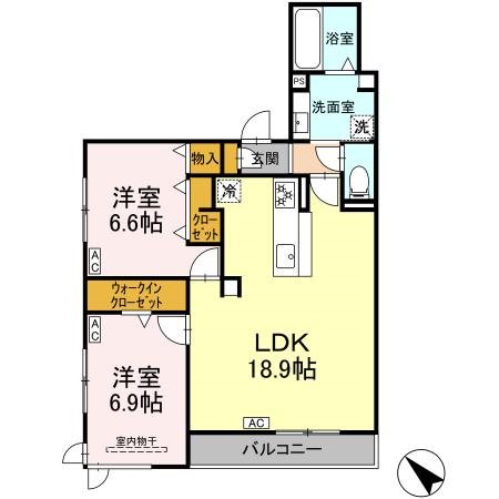 D-Hills下池川 202号室 間取り