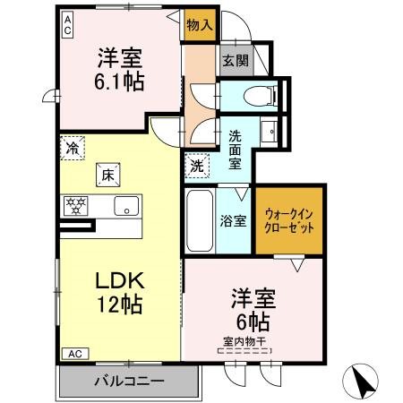 仮）D-room高丘北 102号室 間取り