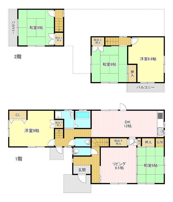 高丘北1丁目清水様貸家 間取り図