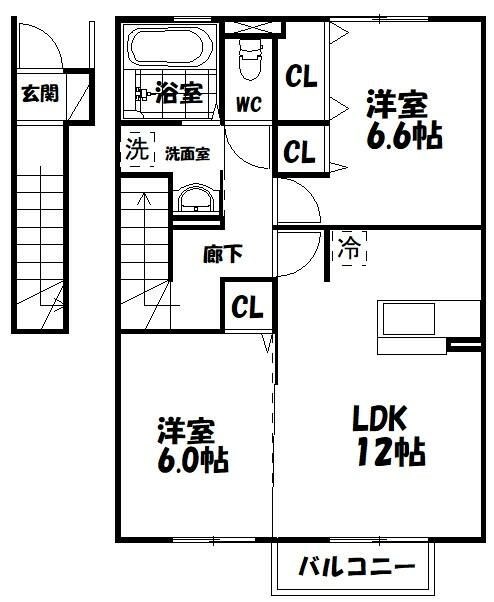 グリシーナA 201号室 間取り