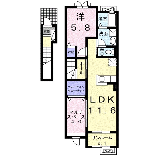 Ｓｈａｎｃｅ　（シャンス） 203号室 間取り