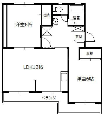 黒柳ハイツ 206号室 間取り