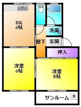 サンハイツ九丁歩I 間取り図