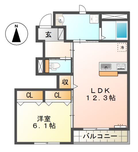 クレッセント若林Ａ 間取り図