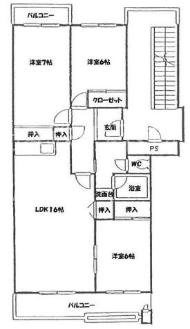 蜆塚ハイムＡ 間取り図