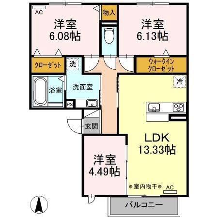 パストラル春岡　C棟 201号室 間取り