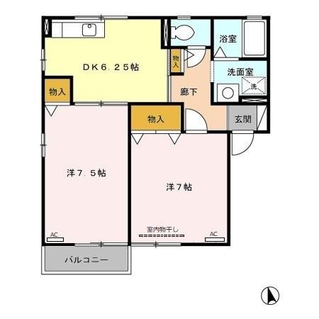 メルヴェイユ 202号室 間取り
