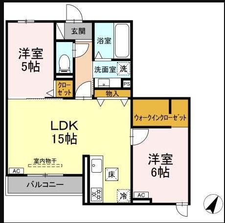 コスモ 102号室 間取り