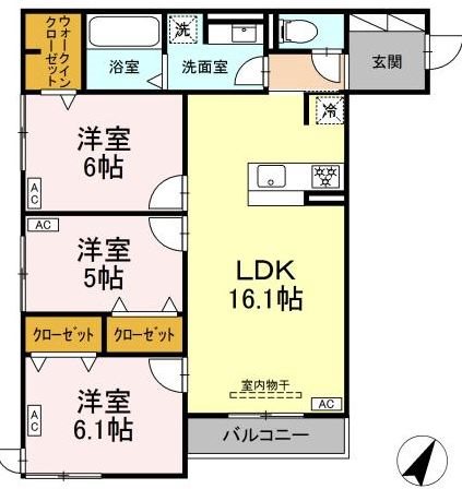 コスモ 205号室 間取り