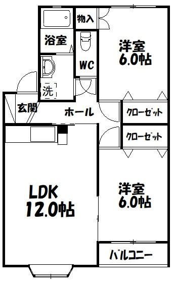 エスポワールミシマC 202号室 間取り