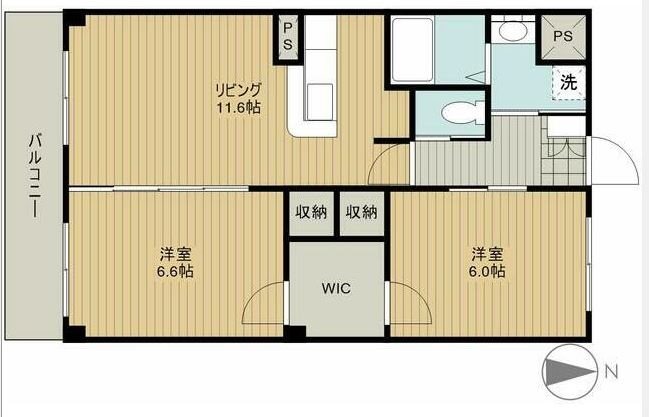 田畑ハイツそれいゆ上西郷B 203号室 間取り