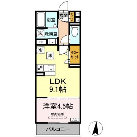 グランツタウン 101号室 間取り