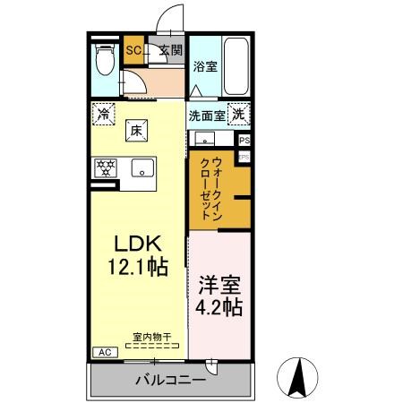 グランツタウン 107号室 間取り