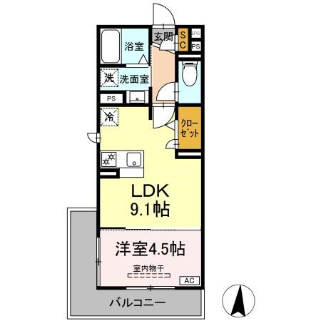 グランツタウン 301号室 間取り