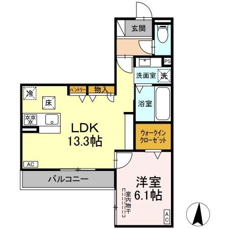 D-Hills天王 102号室 間取り