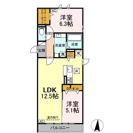 D-Hills天王 103号室 間取り