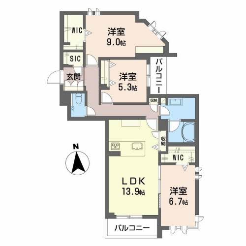 グラン東伊場 0201号室 間取り