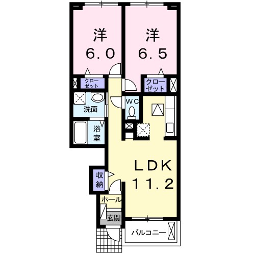 クルミ 102号室 間取り