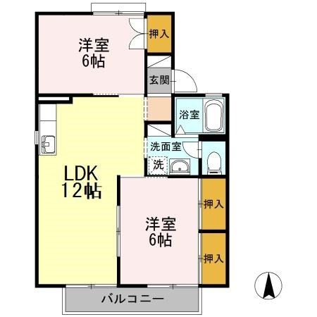 セジュールひだ 202号室 間取り