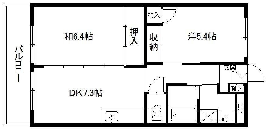 チームス大平台 302号室 間取り