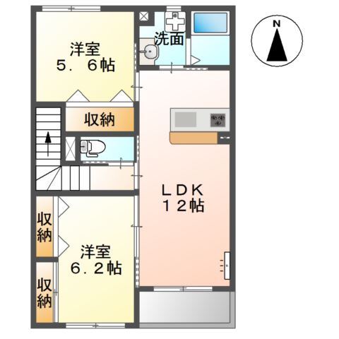 Ｄｏｕｂｌｅ　Ｒａｉｎｂｏｗ（ダブルレインボー） 間取り図