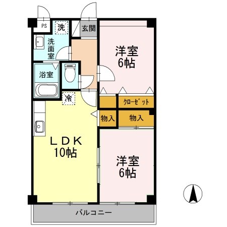 マンション紫雲　B 間取り図