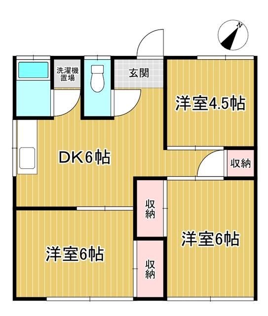 西伊場町3DK借家 間取り図