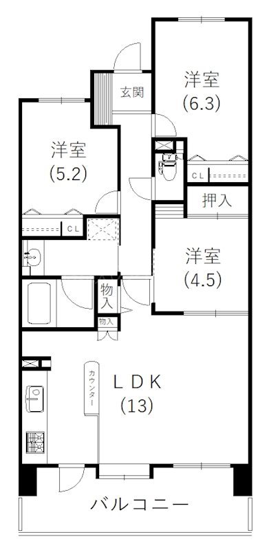 グラン・コートEAST25 804号室 間取り