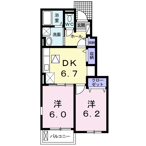 レガンス 102号室 間取り