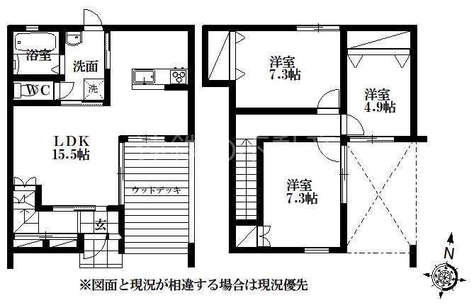 Blanc&amp;amp;Noir中泉 間取り図