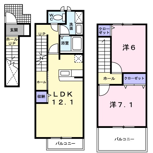 プリムローズⅡ 202号室 間取り