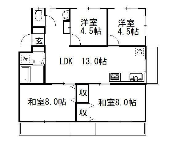 ニューハイツ藤C棟 201号室 間取り