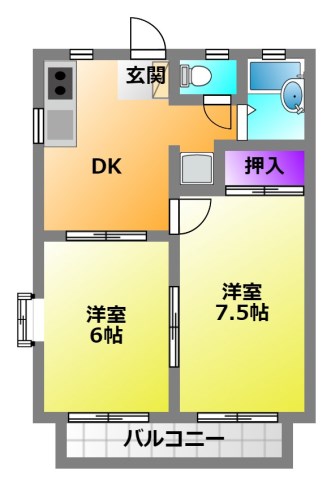 サンハイツ桂 201号室 間取り