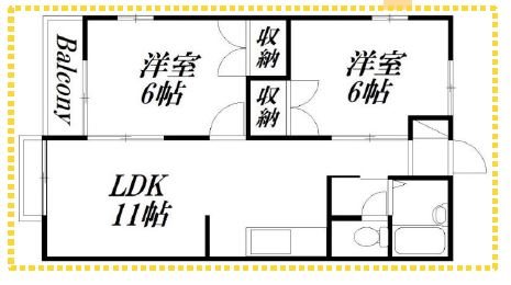 サンロイヤル 202号室 間取り