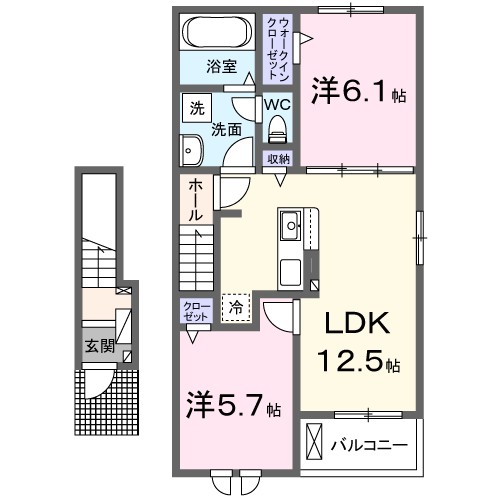 ＮＩＳＨＩＩＢＡ　ＢＡＳＥ　２ 206号室 間取り