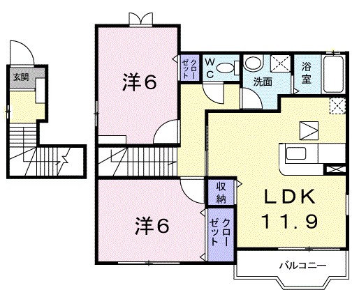 クローバー 201号室 間取り