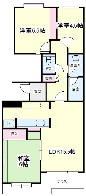 アークシティ四ツ池B 105号室 間取り