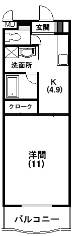 アソシエ 303号室 間取り