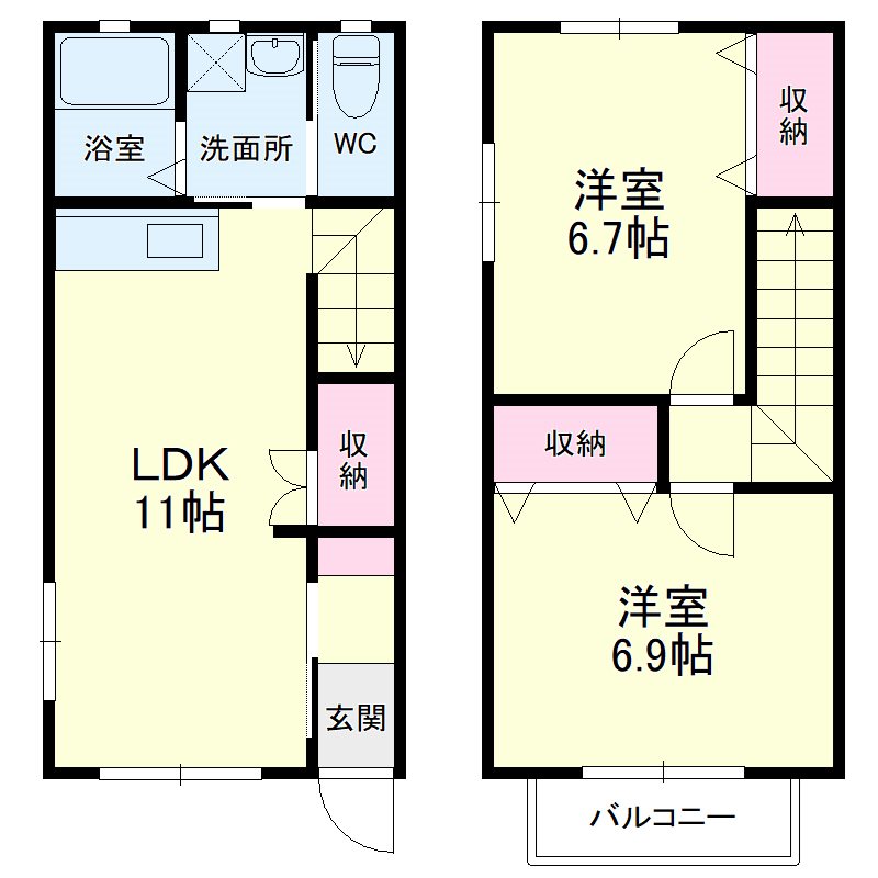 ムーンテラスⅠ A号室 間取り