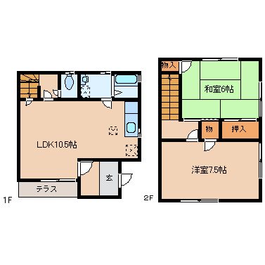 テラスハウス土屋 Ｃ－１号室 間取り