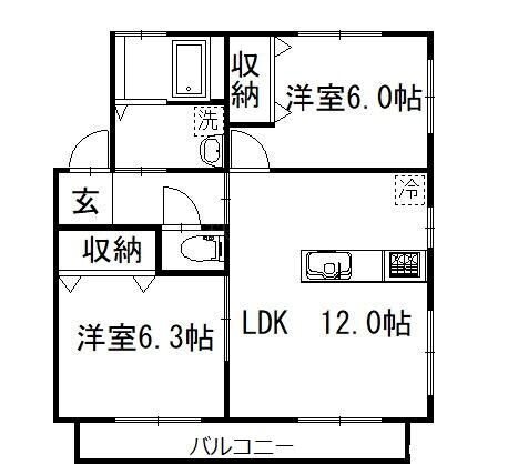 プランタン上島 201号室 間取り