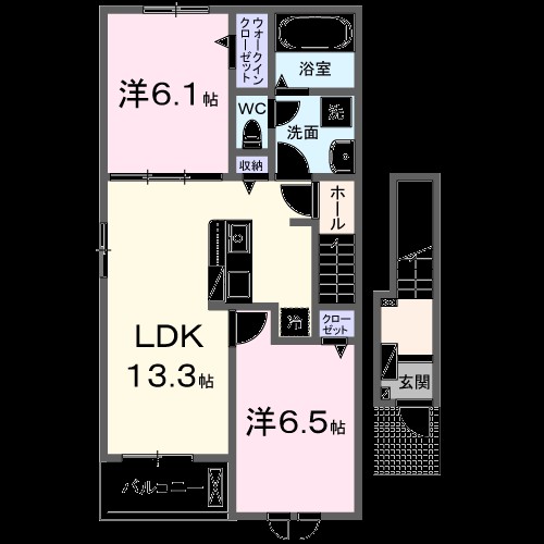 ブルーローズ 201号室 間取り