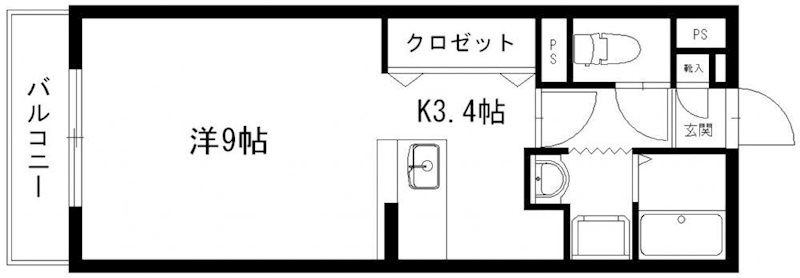 キャッスル道傳 203号室 間取り